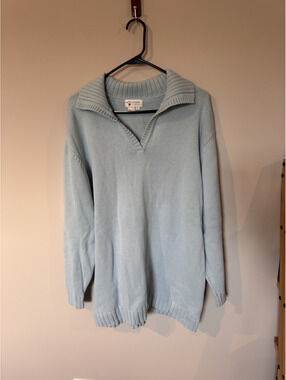 Y2K Baby Blue Collared Sweater Size L Reflections By Spiegel